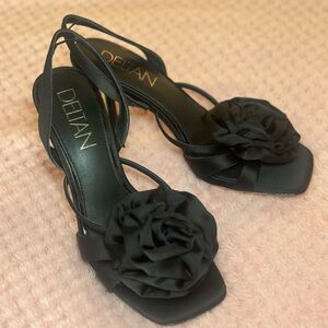 DEITAN Black Floral Heels